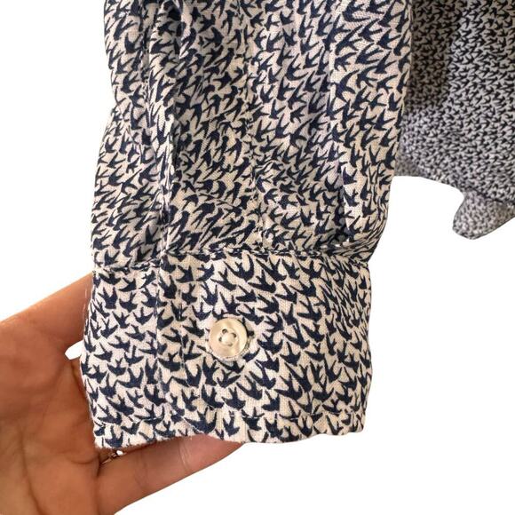 Grayson The Hero Shirt 100% Linen Bird Print Button Up Shirt 2 Size Small - Picture 5 of 11